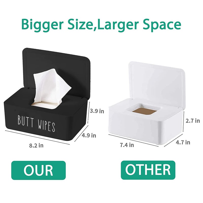 Moorfowl Butt Wipes Dispenser for Bathroom  Upgrade Size(8.2L x 4.9W x 3.9H inches)  Large Capacity Flushable Wipes Holder Container for Restroom - Image 2